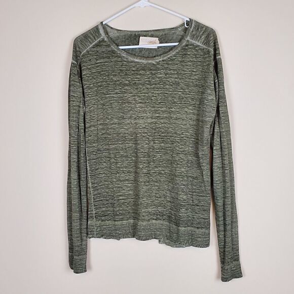 Alice & Olivia Air Olive Green Long Sleeve Split Back Top XS - Picture 1 of 9